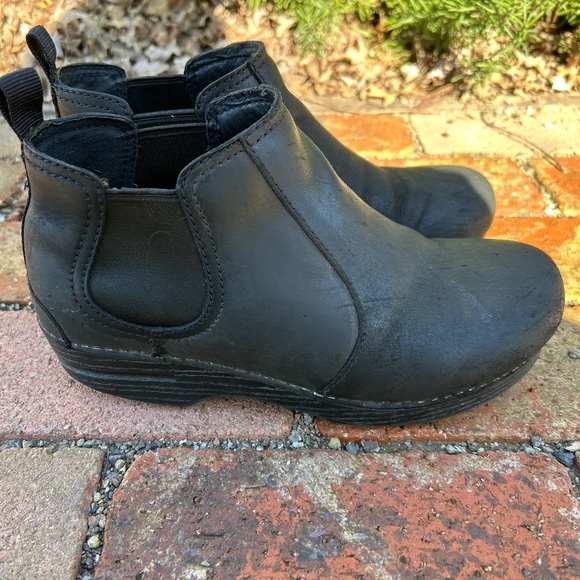 Frankie Dansko Clog Boots Oiled Black Used 38 Womens 8 Bootie Chelsea - Picture 11 of 14